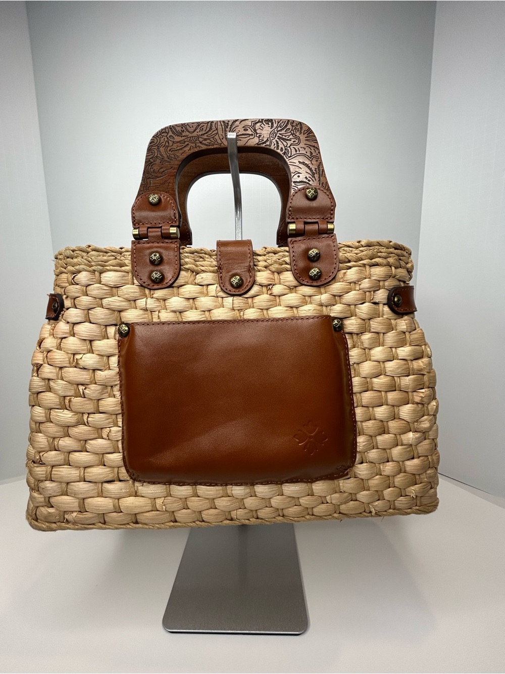 Patricia Nash Valpiana Straw Handle Satchel Bag